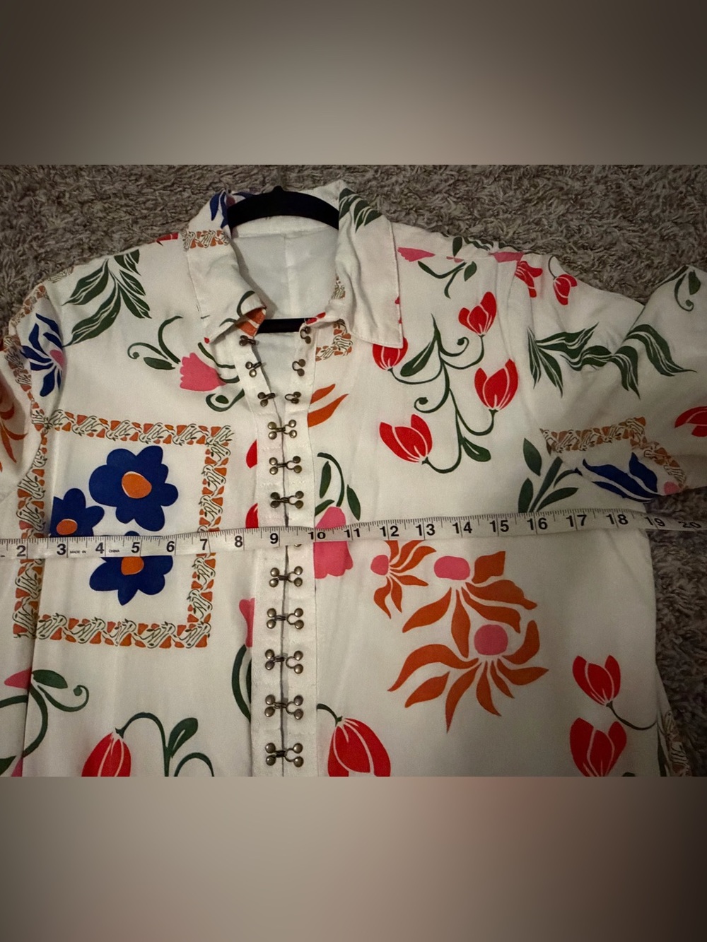 Floral Button-Front Romper - Lined - Picture 9 of 10